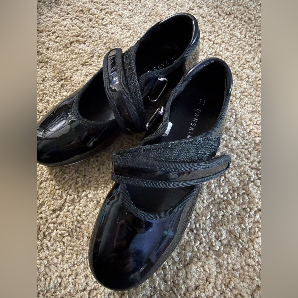 Danskin Girls Black‎ Patent Tap Shoes Size 11